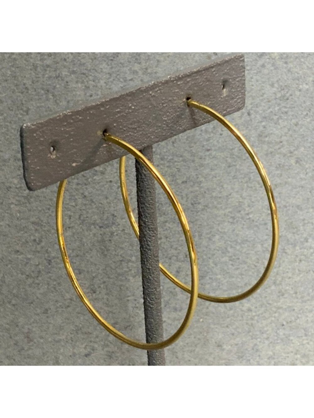 Skinny Hoop Pierced Earrings 2 In As Is Gold Imperfect Slightly Bent Retro 80s